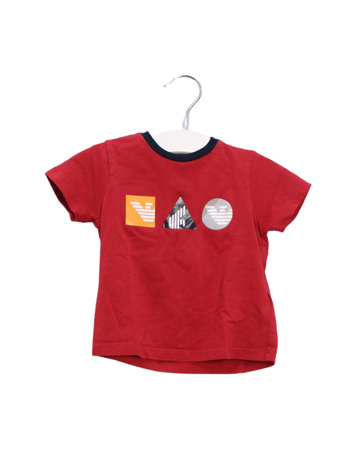 A Red Short Sleeve T Shirts from Emporio Armani in size 6-12M for boy. (Front View)