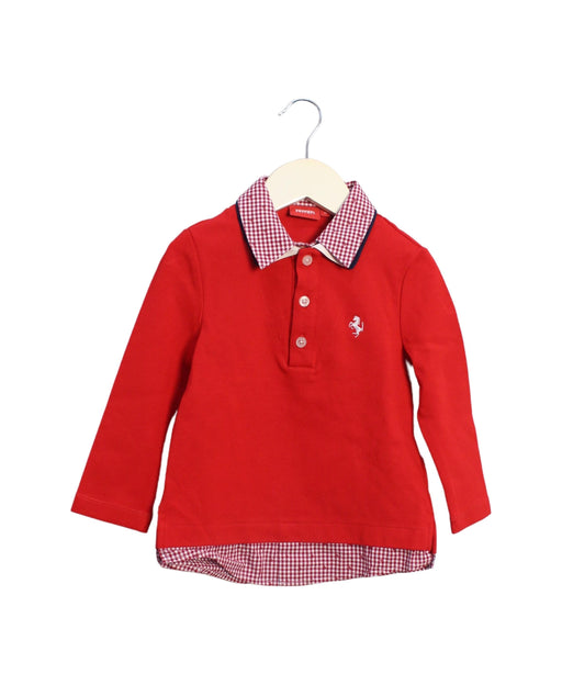 A Red Long Sleeve Polos from Ferrari in size 3T for boy. (Front View)