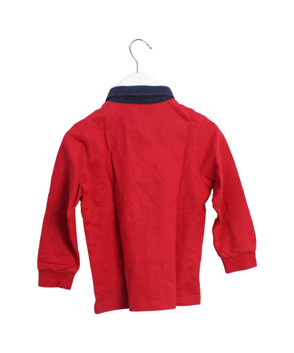 A Red Long Sleeve Polos from Chickeeduck in size 2T for boy. (Back View)
