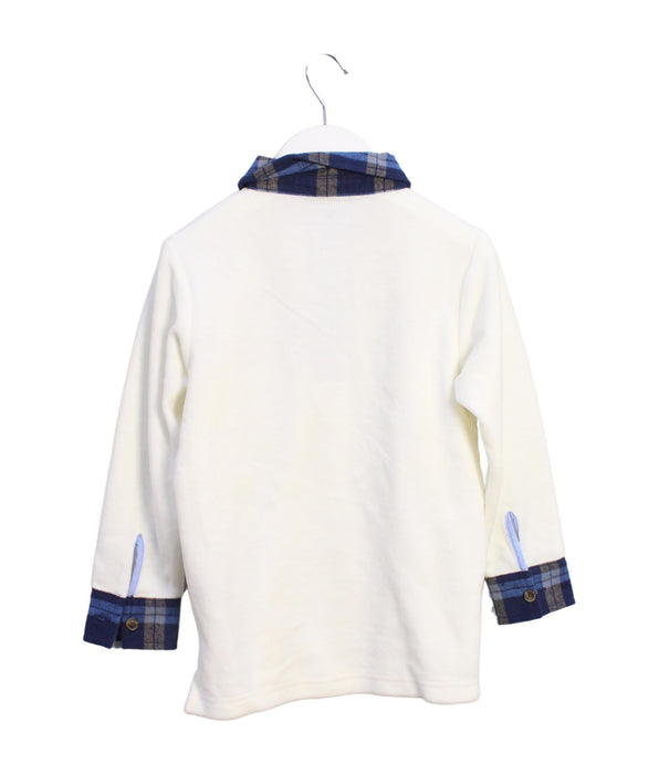A White Long Sleeve Polos from Chickeeduck in size 4T for boy. (Back View)