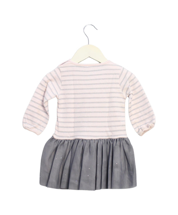 A Pink Long Sleeve Dresses from Petit Bateau in size 6-12M for girl. (Back View)