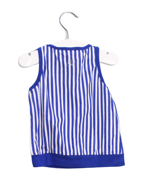 A Blue Sleeveless Tops from Petit Bateau in size 6-12M for girl. (Back View)