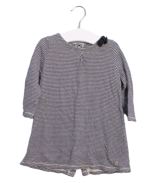A Navy Long Sleeve Dresses from Petit Bateau in size 12-18M for girl. (Front View)