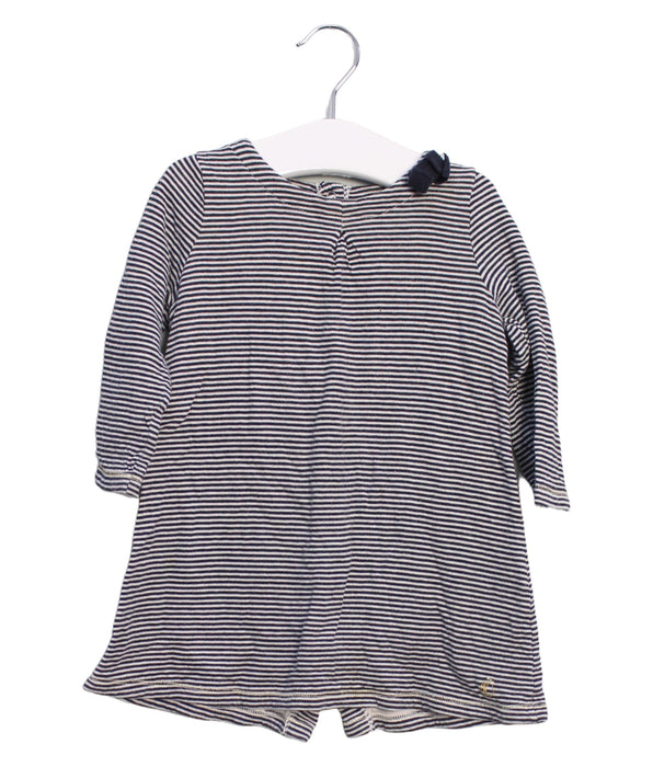 A Navy Long Sleeve Dresses from Petit Bateau in size 12-18M for girl. (Front View)