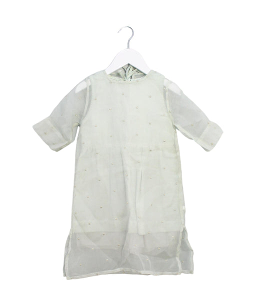 A Green Long Sleeve Dresses from Siseo Olive in size 4T for girl. (Front View)