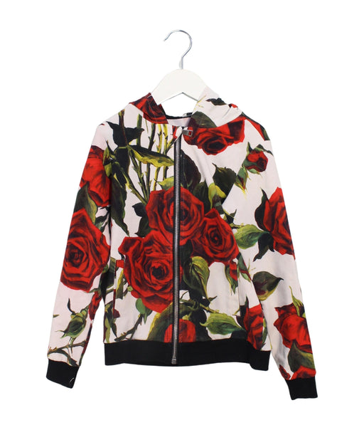 A Red Zippered Sweatshirts from Dolce & Gabbana in size 7Y for girl. (Front View)