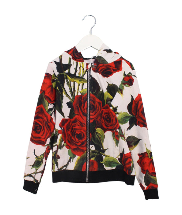 A Red Zippered Sweatshirts from Dolce & Gabbana in size 7Y for girl. (Front View)