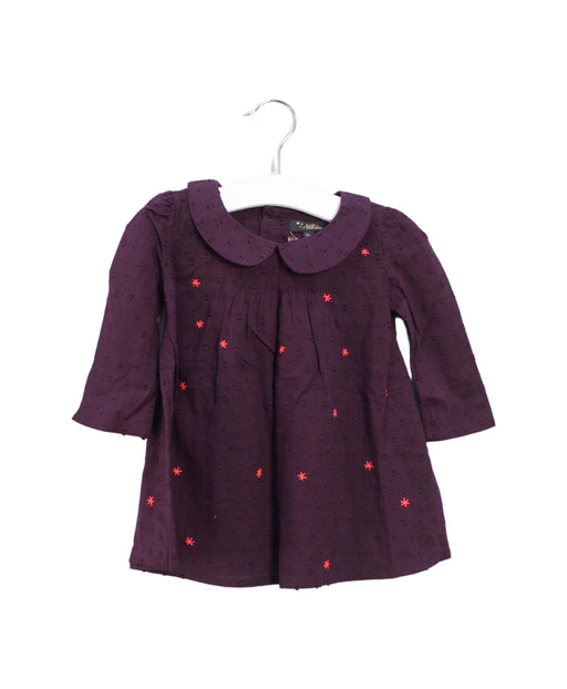 A Purple Long Sleeve Dresses from Velveteen in size 6-12M for girl. (Front View)