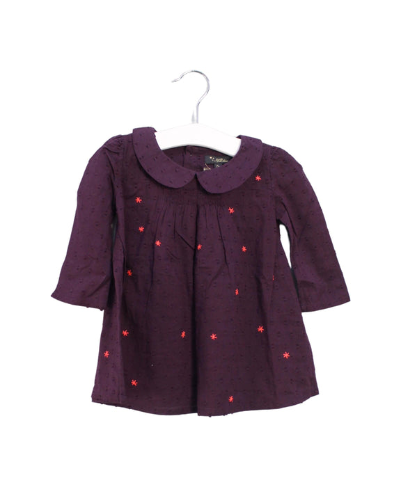 A Purple Long Sleeve Dresses from Velveteen in size 6-12M for girl. (Front View)