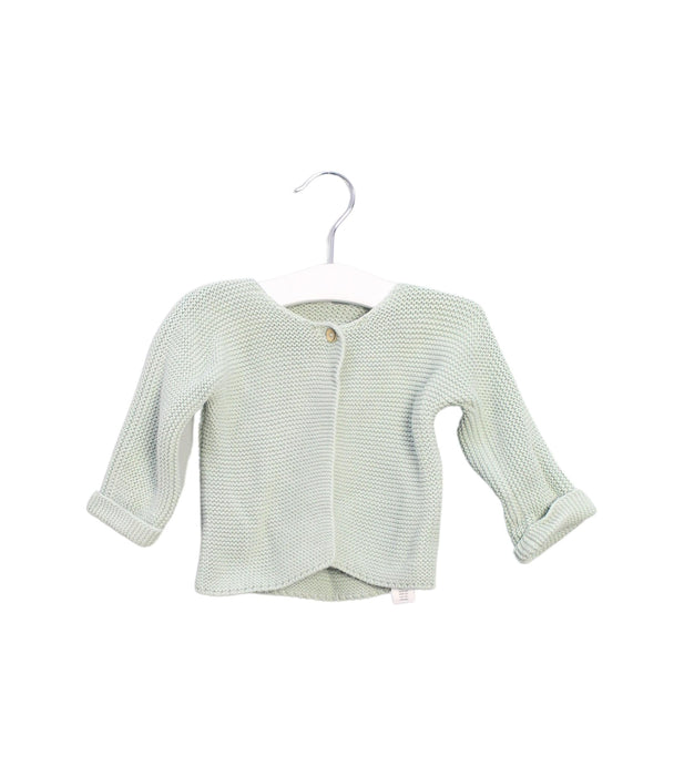 A Green Cardigans from Petit Bateau in size 6-12M for girl. (Front View)