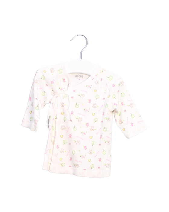 A Ivory Long Sleeve Tops from Mides in size 0-3M for girl. (Front View)