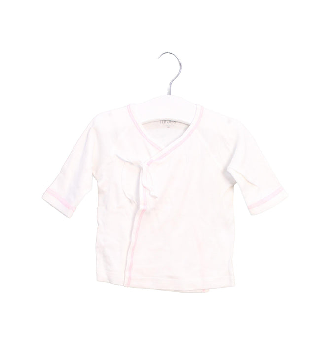 A White Long Sleeve Tops from Mides in size 0-3M for girl. (Front View)