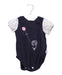 A Navy Short Sleeve Bodysuits from and the little dog laughed in size 6-12M for girl. (Front View)