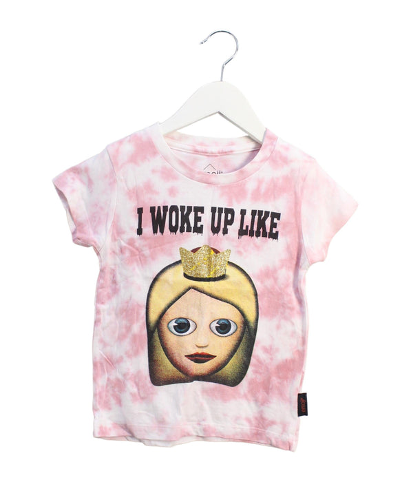 A Pink Short Sleeve T Shirts from Eleven Paris in size 4T for girl. (Front View)