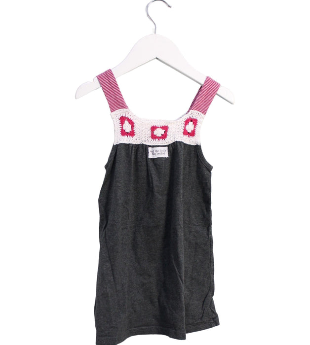 A Grey Sleeveless Dresses from and the little dog laughed in size 2T for girl. (Back View)
