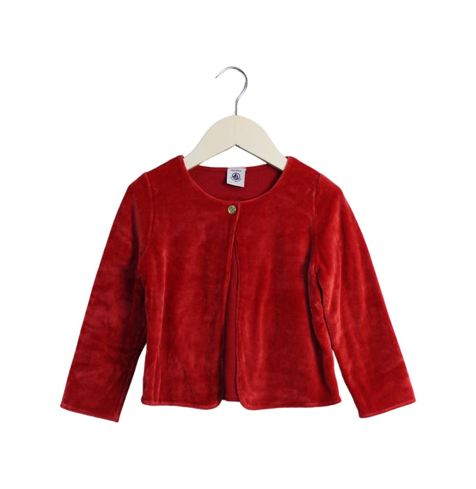 A Red Cardigans from Petit Bateau in size 3T for girl. (Front View)