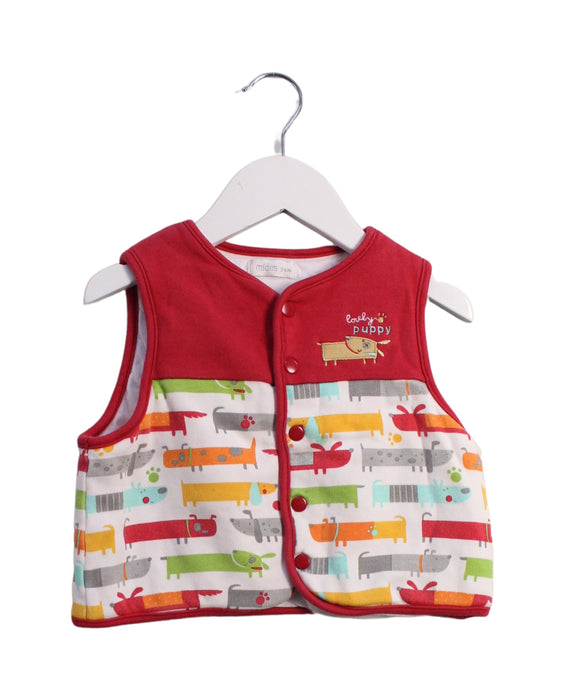 A Red Outerwear Vests from Mides in size 18-24M for boy. (Front View)
