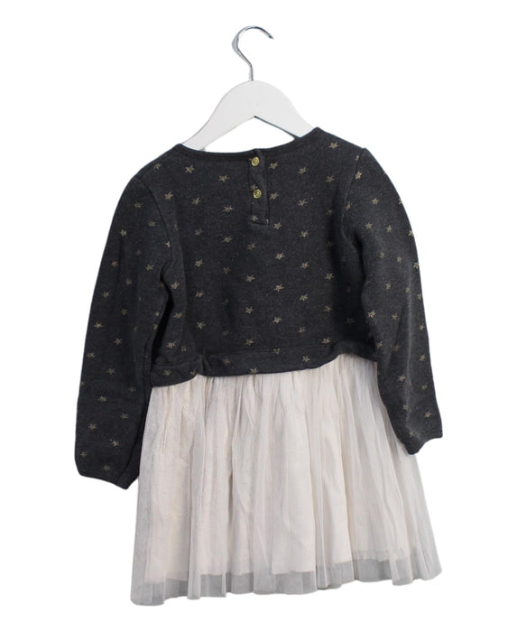 A Grey Long Sleeve Dresses from Petit Bateau in size 6T for girl. (Back View)