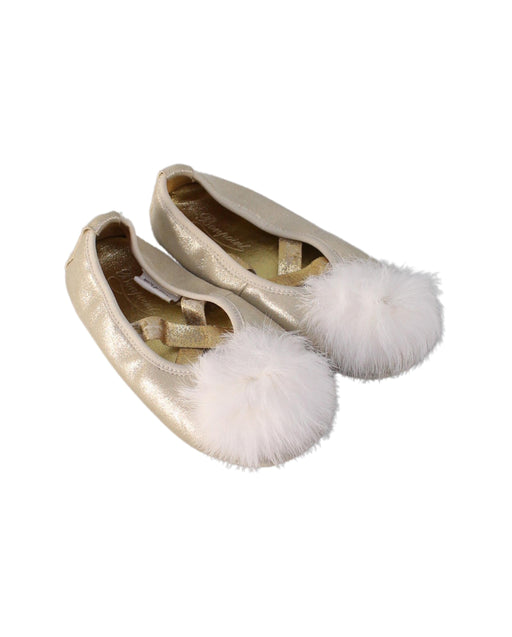 A Gold Flats from Bonpoint in size 5T for girl. (Front View)