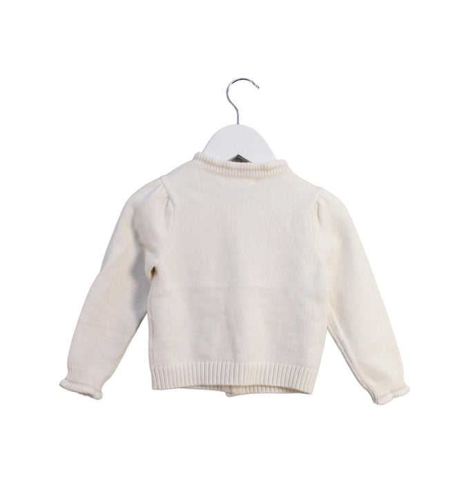 A White Cardigans from Momonittu in size 2T for girl. (Back View)