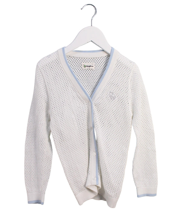 A White Cardigans from Kingkow in size 4T for girl. (Front View)