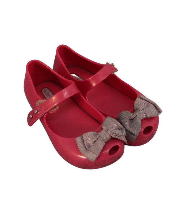 A Pink Flats from Mini Melissa in size 4T for girl. (Front View)