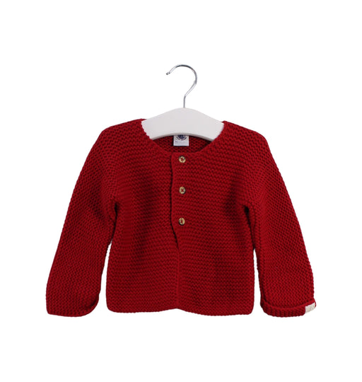 A Red Cardigans from Petit Bateau in size 6-12M for girl. (Front View)