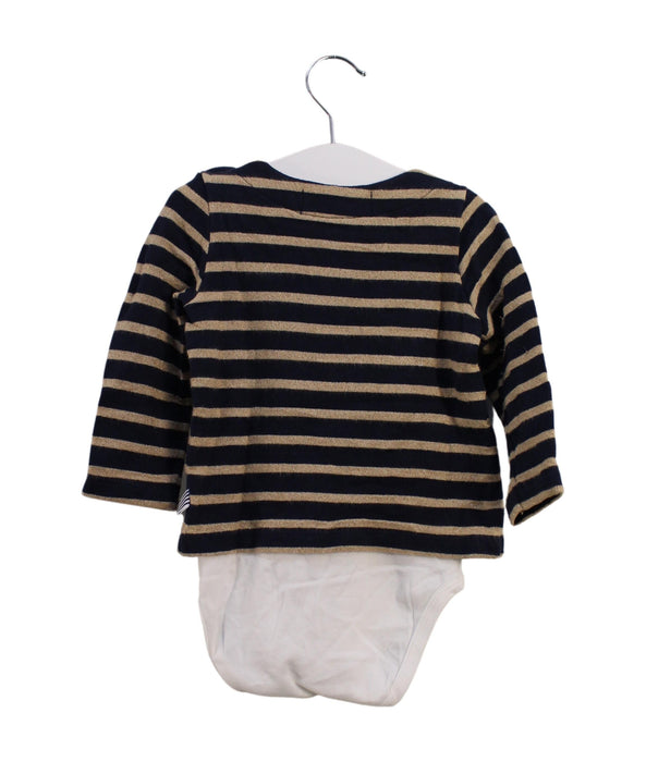 A Navy Long Sleeve Bodysuits from Petit Bateau in size 6-12M for girl. (Back View)