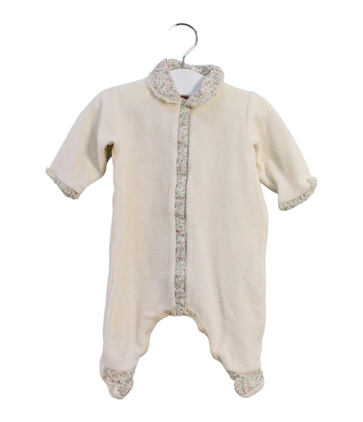 A White Onesies from Petit Bateau in size 0-3M for girl. (Front View)