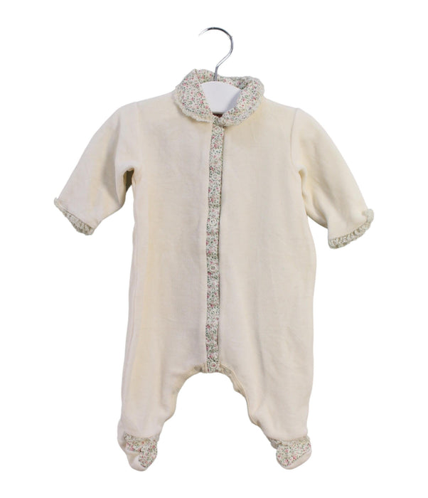 A White Onesies from Petit Bateau in size 0-3M for girl. (Front View)
