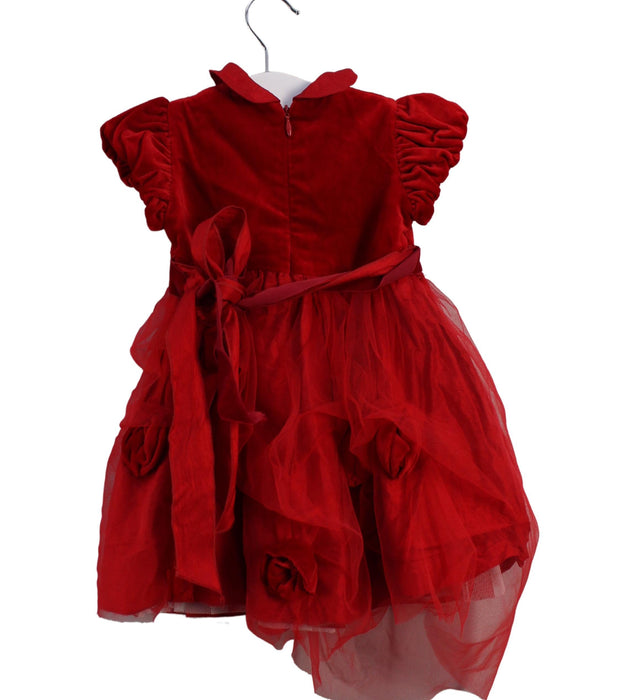 A Red Short Sleeve Dresses from Lesy in size 6-12M for girl. (Back View)