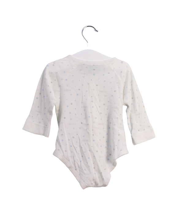 A White Long Sleeve Bodysuits from Mides in size 6-12M for boy. (Back View)