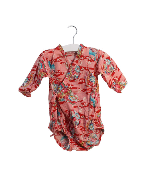 A Pink Long Sleeve Bodysuits from Lucky Wang in size 3-6M for girl. (Front View)