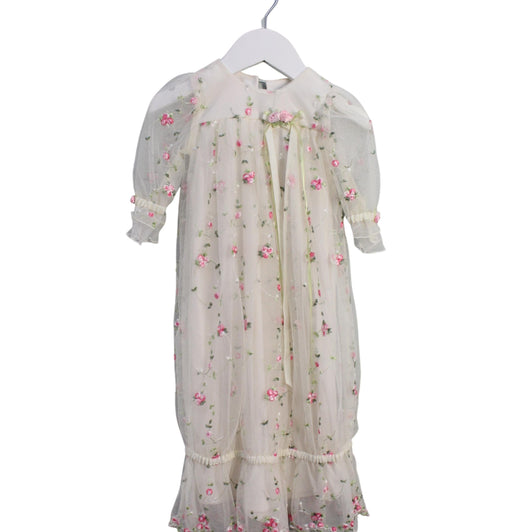 A Yellow Short Sleeve Dresses from Baby Biscotti in size Newborn for girl. (Front View)