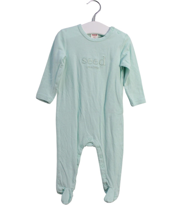 A Green Onesies from Seed in size 3-6M for neutral. (Front View)