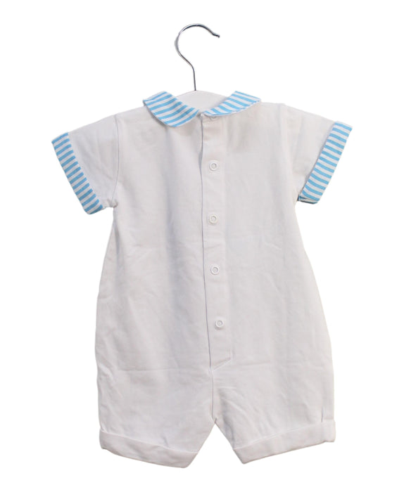 A White Short Sleeve Rompers from Chickeeduck in size 6-12M for girl. (Back View)