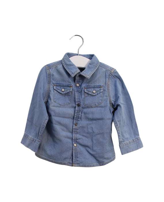 A Blue Shirts from 3Pommes in size 6-12M for boy. (Front View)