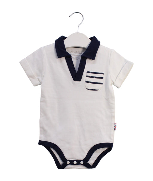 A White Short Sleeve Bodysuits from TinyBitz in size 12-18M for boy. (Front View)