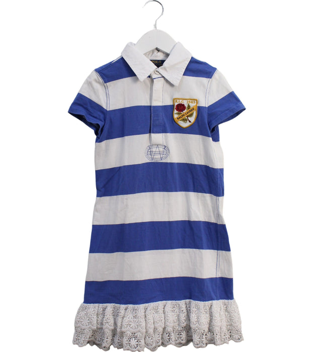 A Blue Short Sleeve Dresses from Polo Ralph Lauren in size 7Y for girl. (Front View)