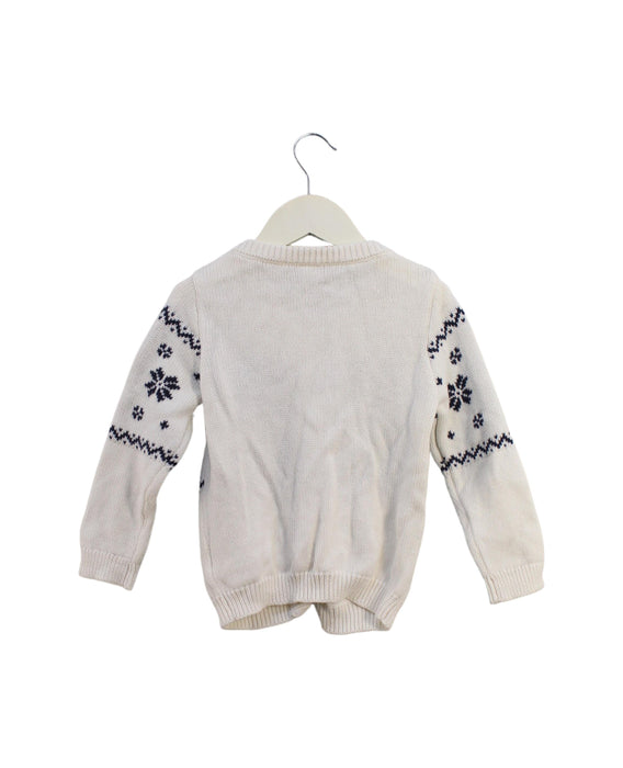 A White Cardigans from Petit Bateau in size 3T for girl. (Back View)