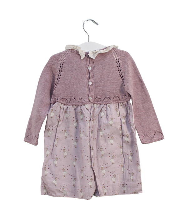 A Pink Long Sleeve Dresses from Paloma de la O in size 12-18M for girl. (Back View)