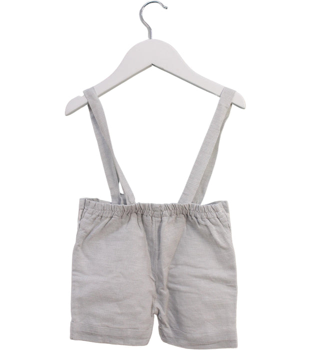 A Grey Overall Shorts from Laranjinha in size 6-12M for neutral. (Back View)