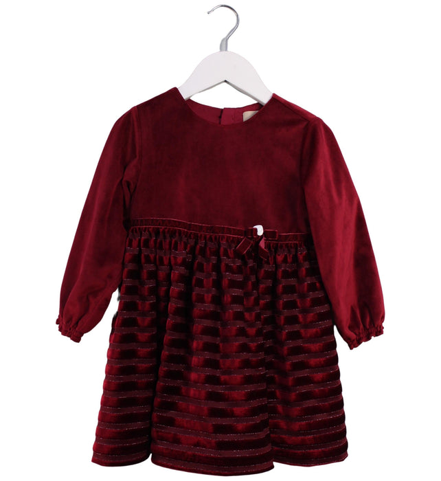 A Red Long Sleeve Dresses from Chickeeduck in size 2T for girl. (Front View)