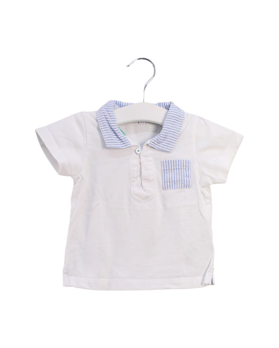A White Short Sleeve Tops from Jacadi in size 6-12M for boy. (Front View)