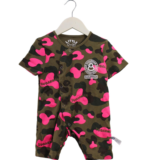 A Green Short Sleeve Rompers from Sugarman in size 6-12M for girl. (Front View)