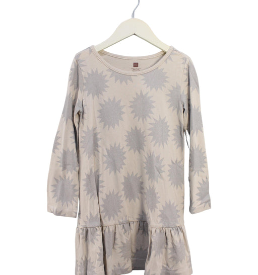 A Beige Long Sleeve Dresses from Tea in size 5T for girl. (Front View)