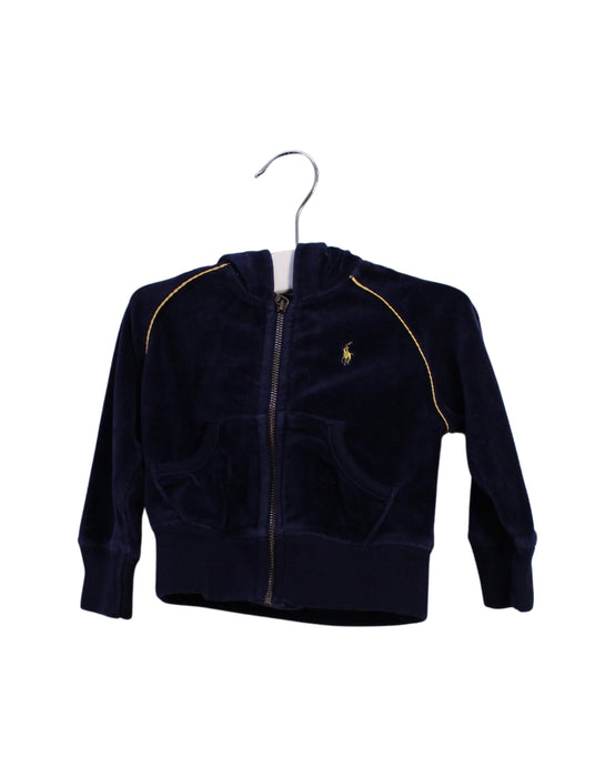 A Navy Zippered Sweatshirts from Ralph Lauren in size 6-12M for girl. (Front View)