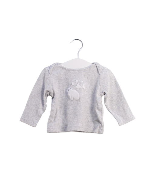 A Grey Long Sleeve Tops from The Little White Company in size 3-6M for boy. (Front View)
