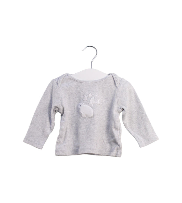 A Grey Long Sleeve Tops from The Little White Company in size 3-6M for boy. (Front View)