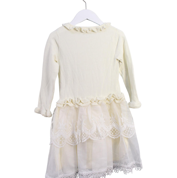 A Ivory Long Sleeve Dresses from Momonittu in size 6T for girl. (Back View)